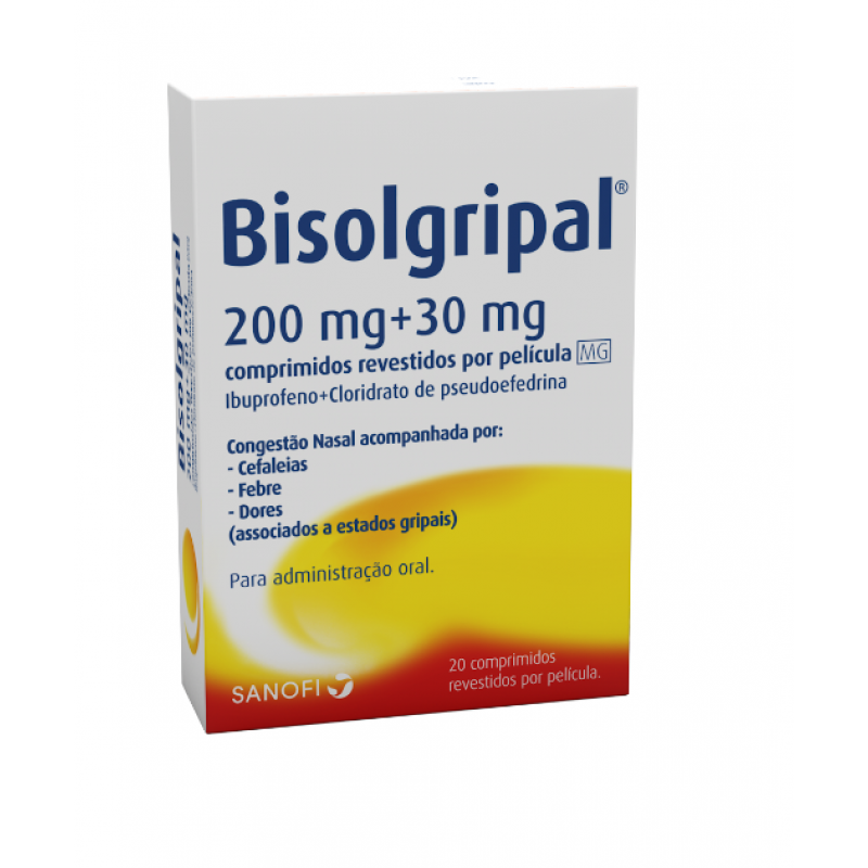 Bisolgripal MG, 200 mg + 30 mg Blister 20 Unidade(s) Comp revest pelic