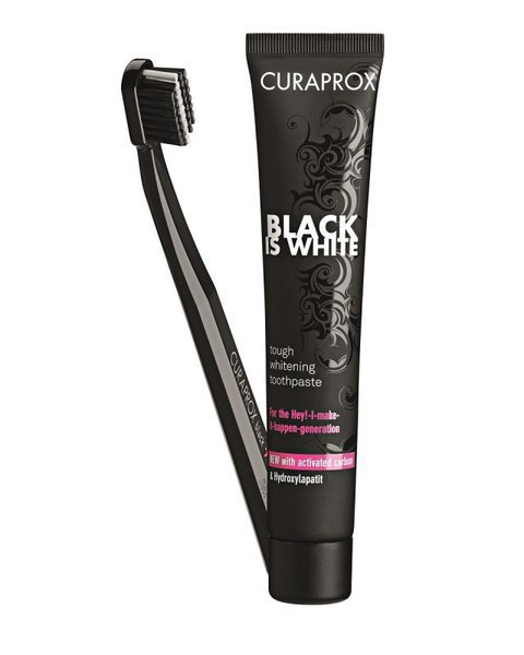 Curaprox Black is White Kit Pasta de dentes 90 ml + Escova de dentes