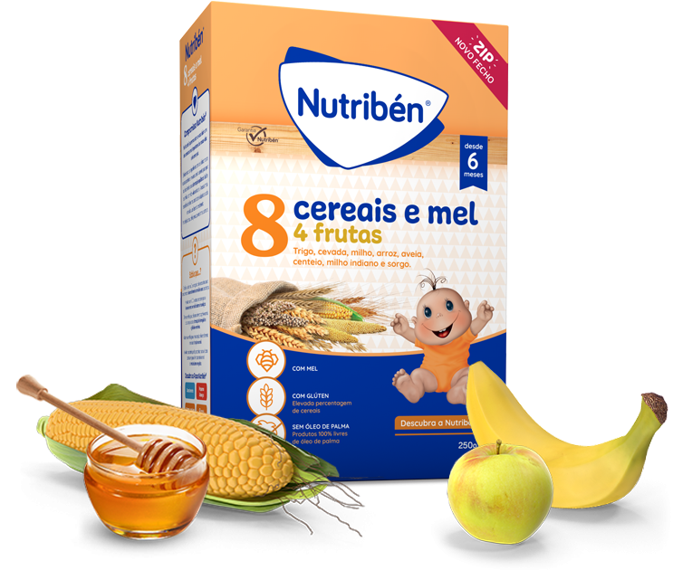 Nutribn Papa 8 Cereais e Mel e 4 Frutas No Lctea 250g 6m+
