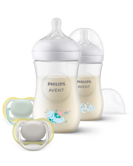 Philips Avent Conjunto 2 Chupetas Ultra Air + 2 Biberes Natural Response 260mL 1m+ 