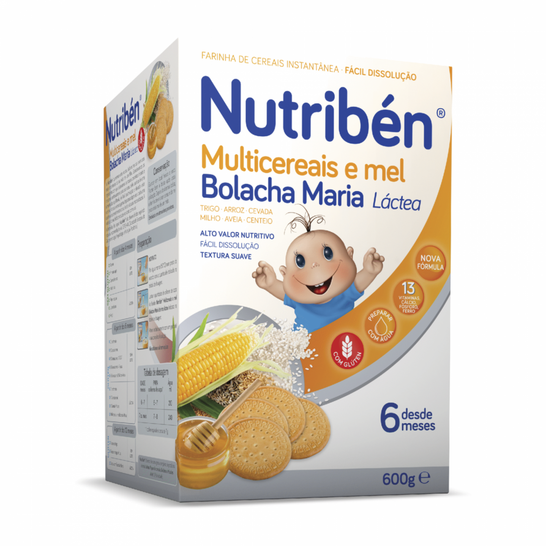 Nutribn Papa Multicereais e Mel com Bolacha Maria Lctea 2x300g 6m+
