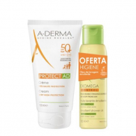 A-Derma Protect AD Promo Creme SPF50+ 150 ml com Oferta de Exomega Óleo Duche 100 ml